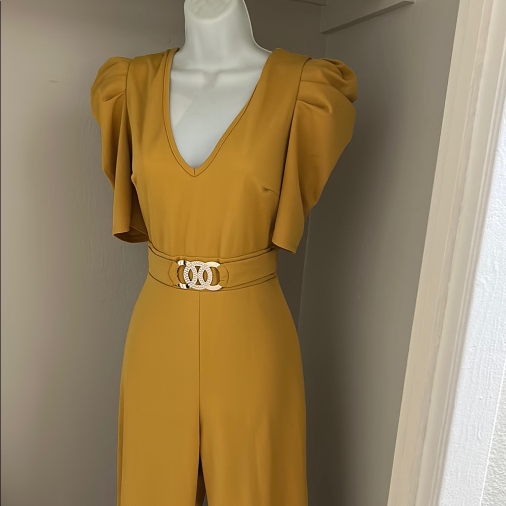Elegant Mustard Jumpsuit with Belt